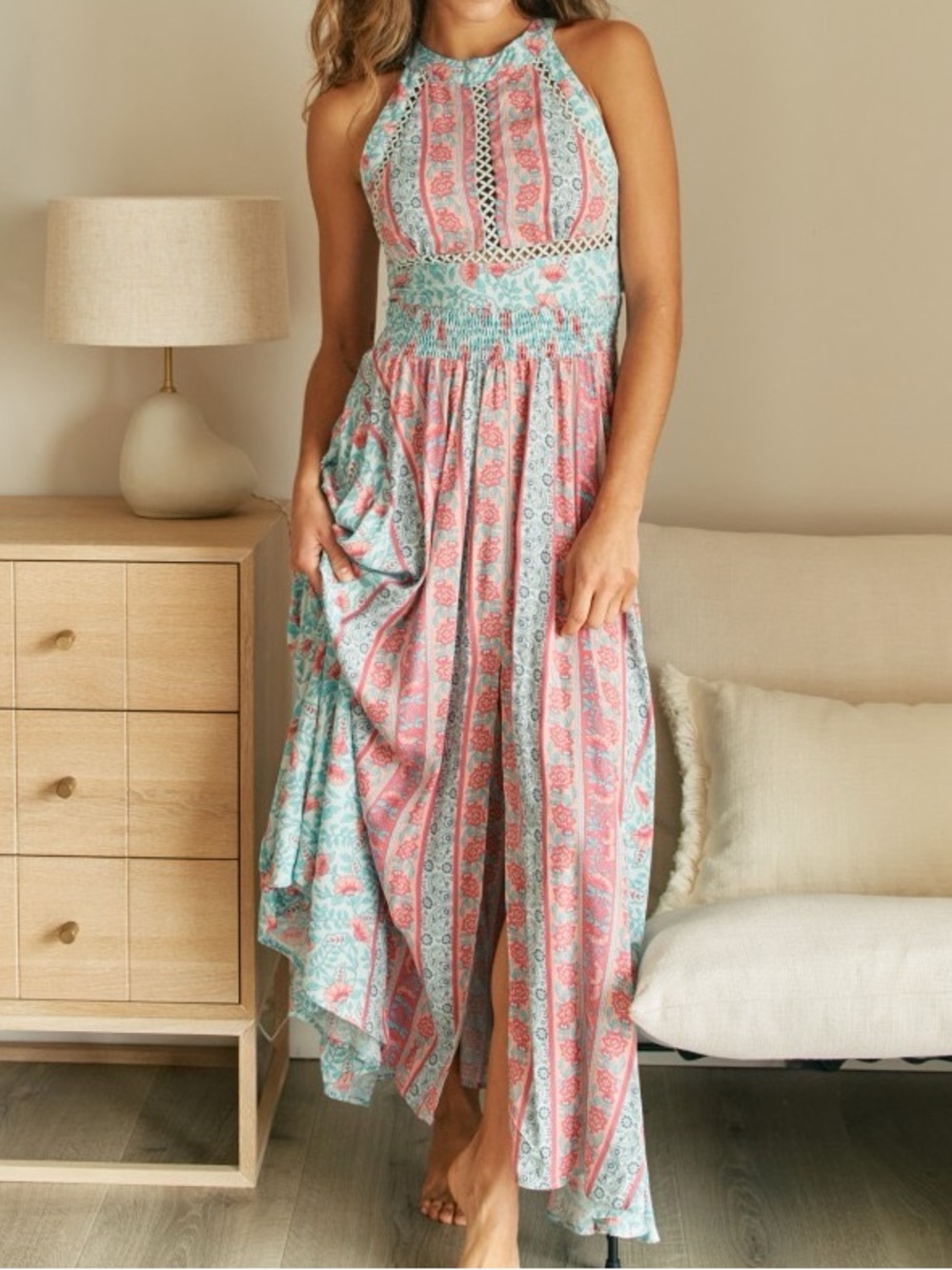 Jaase Endless Summer Dress Cottagecore Rayon Maxi Dress Extra Small Pink